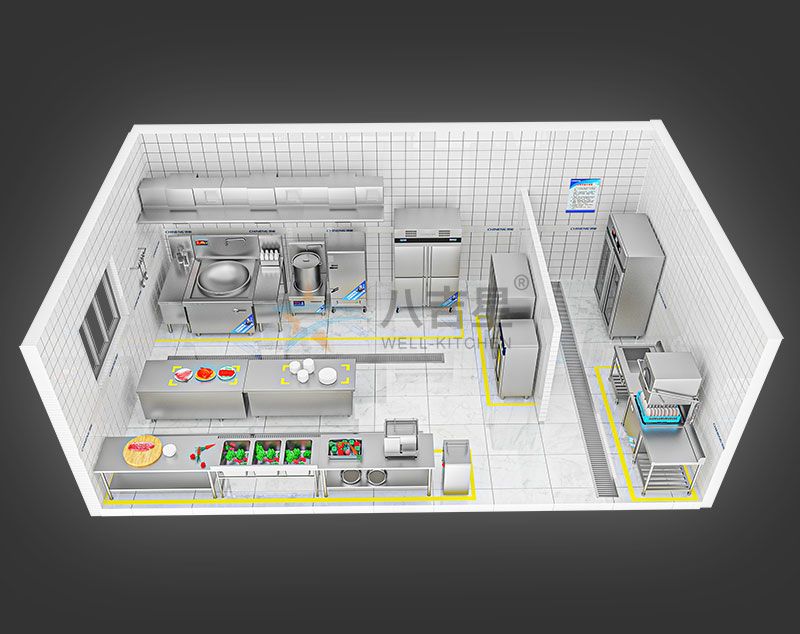 20-50人單位食堂廚房工程3d效果圖