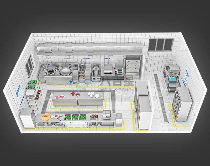 20-50人單位食堂廚房工程3d效果圖