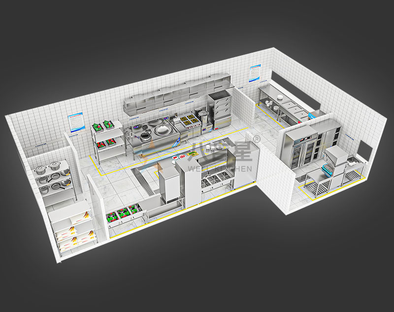 50-100人單位食堂廚房工程3d效果圖