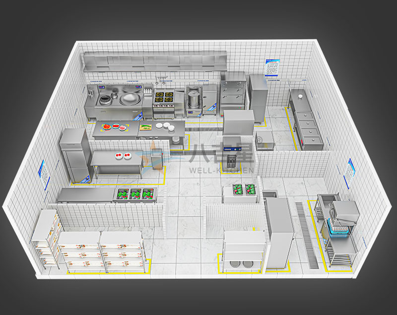 100-150人單位食堂廚房工程3d效果圖