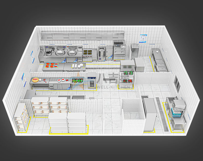 150-200人單位食堂廚房工程3d效果圖