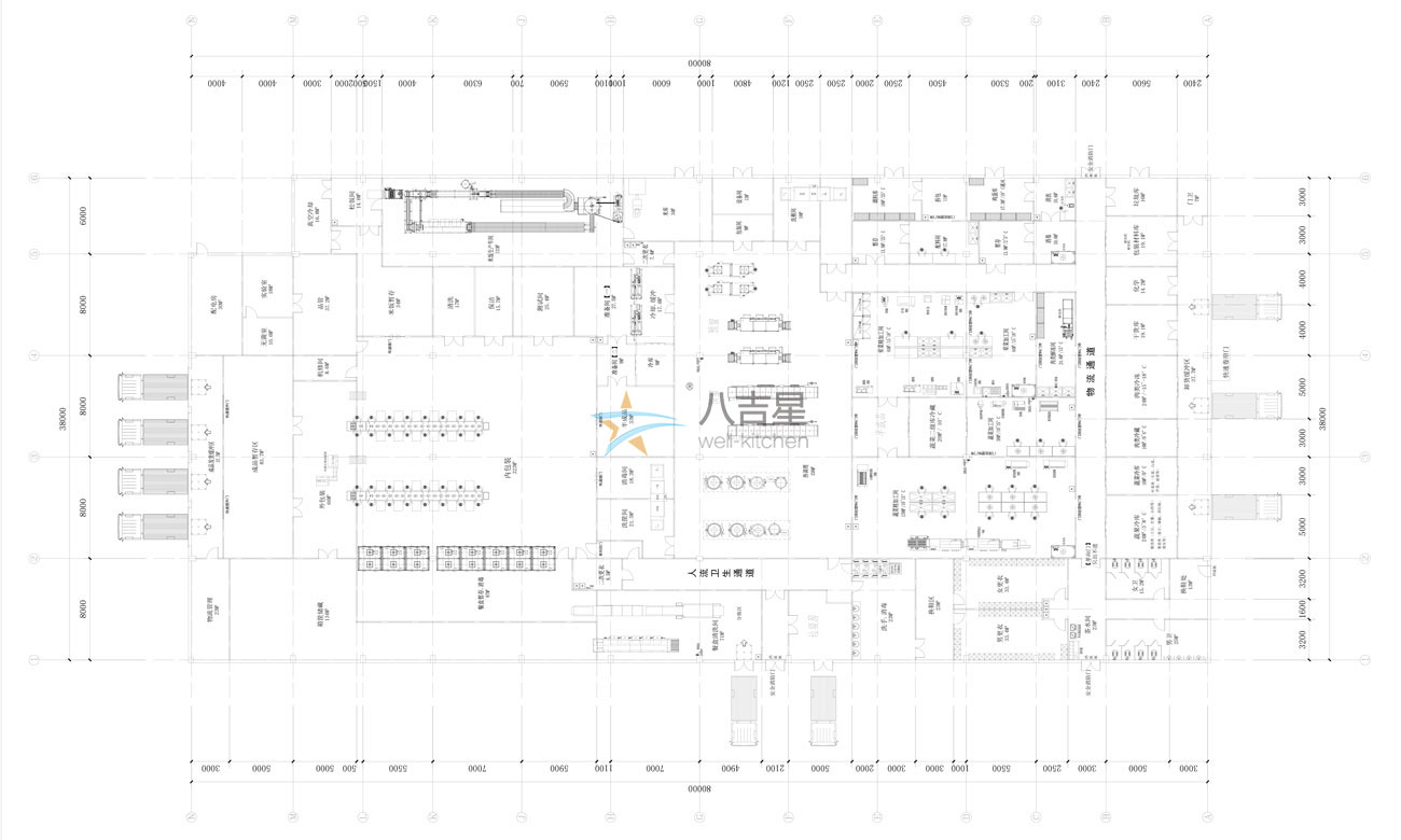 八吉星熱鏈中央廚房平面設(shè)計(jì)圖