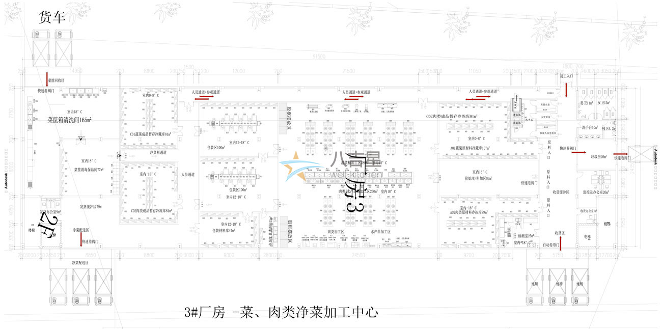 八吉星凈菜加工廚房工程平面設(shè)計圖